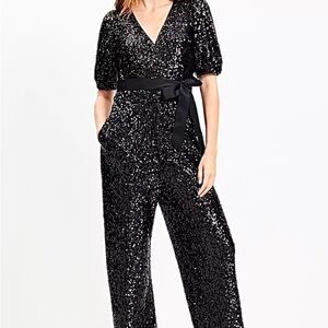LOFT Black Sequin Jumpsuit